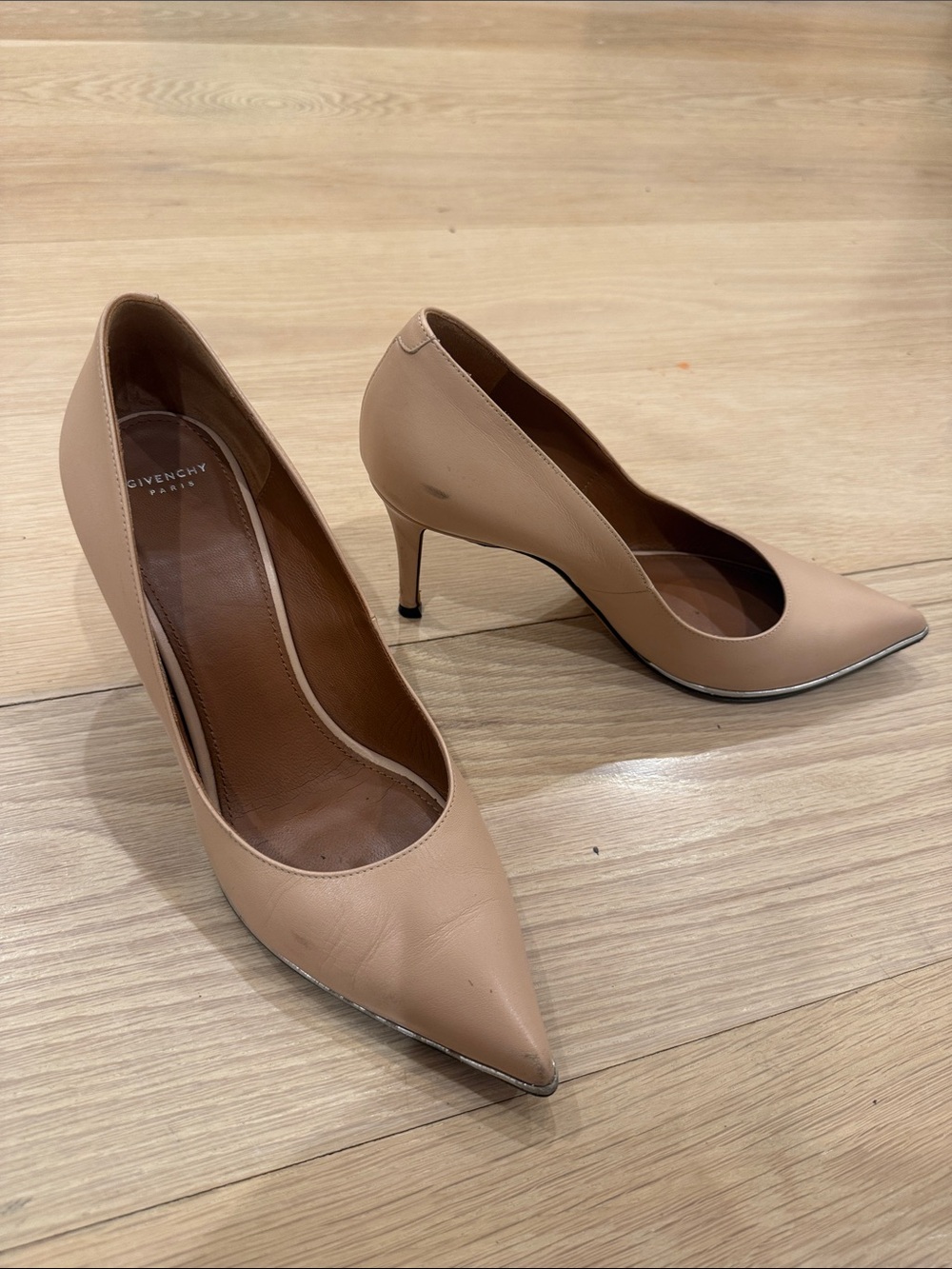 Givenchy Beige Pointed-Toe Leather Pumps